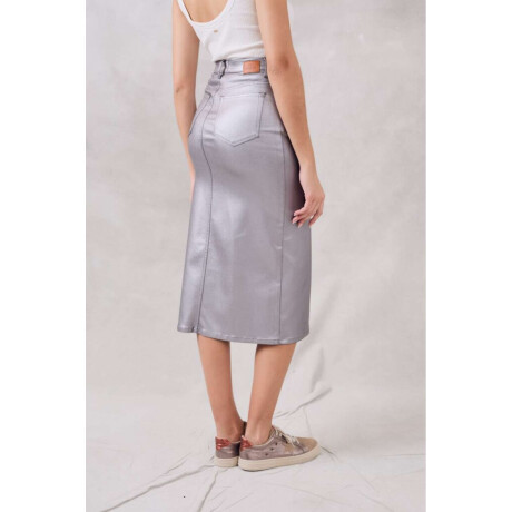 Falda Midi Metalizada Plata