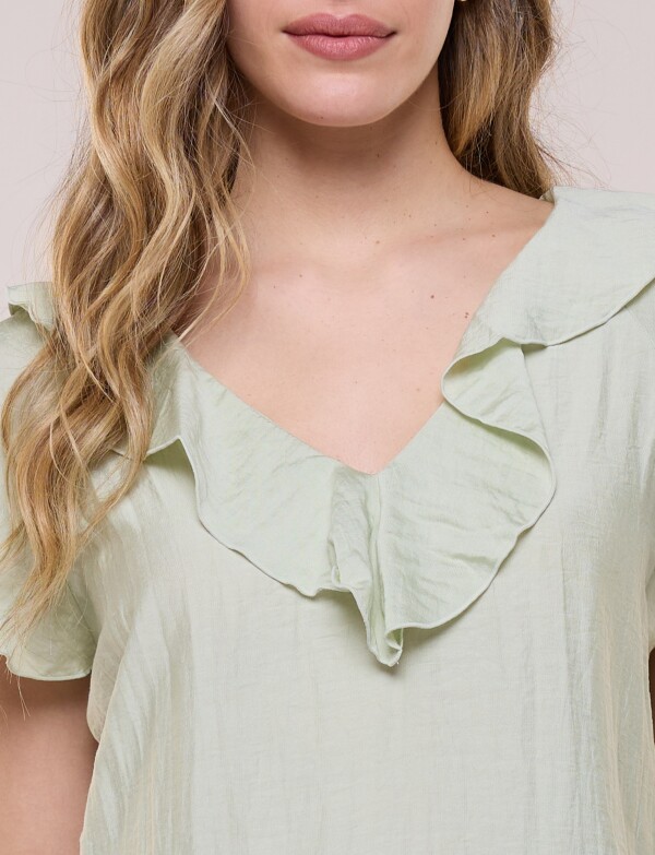 Blusa Satén Péplum VERDE CLARO