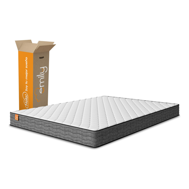Colchon Espuma 2 Plazas Emily 17 Alta + 2 Almohadas Blanco