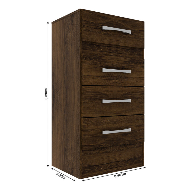 Comoda Cajonera Kenia 4 Cajones Dormitorio Marrón