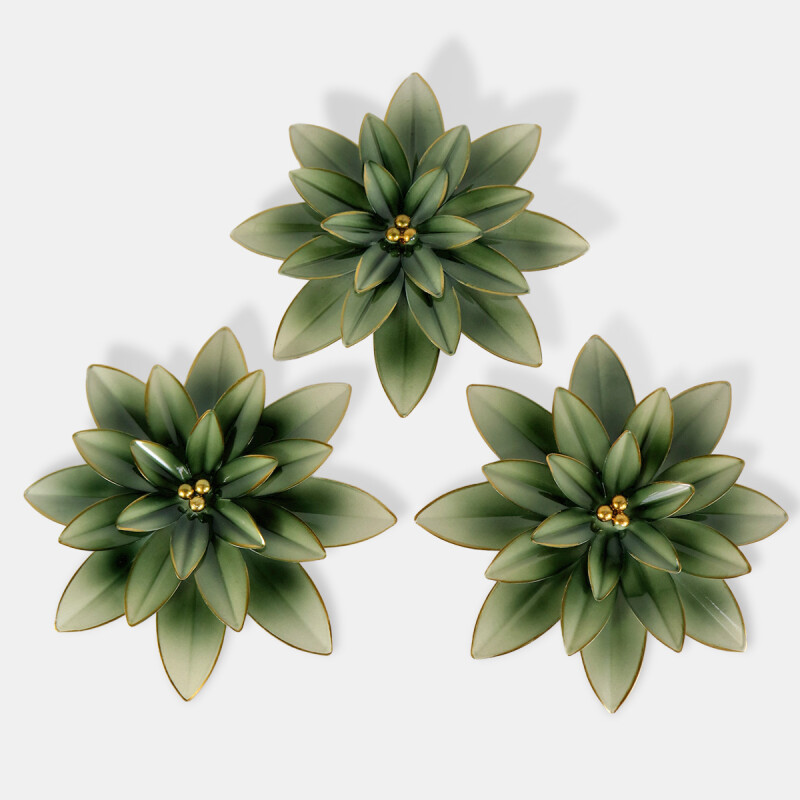 SET FLOR METAL VERDE 3PZAS Unica