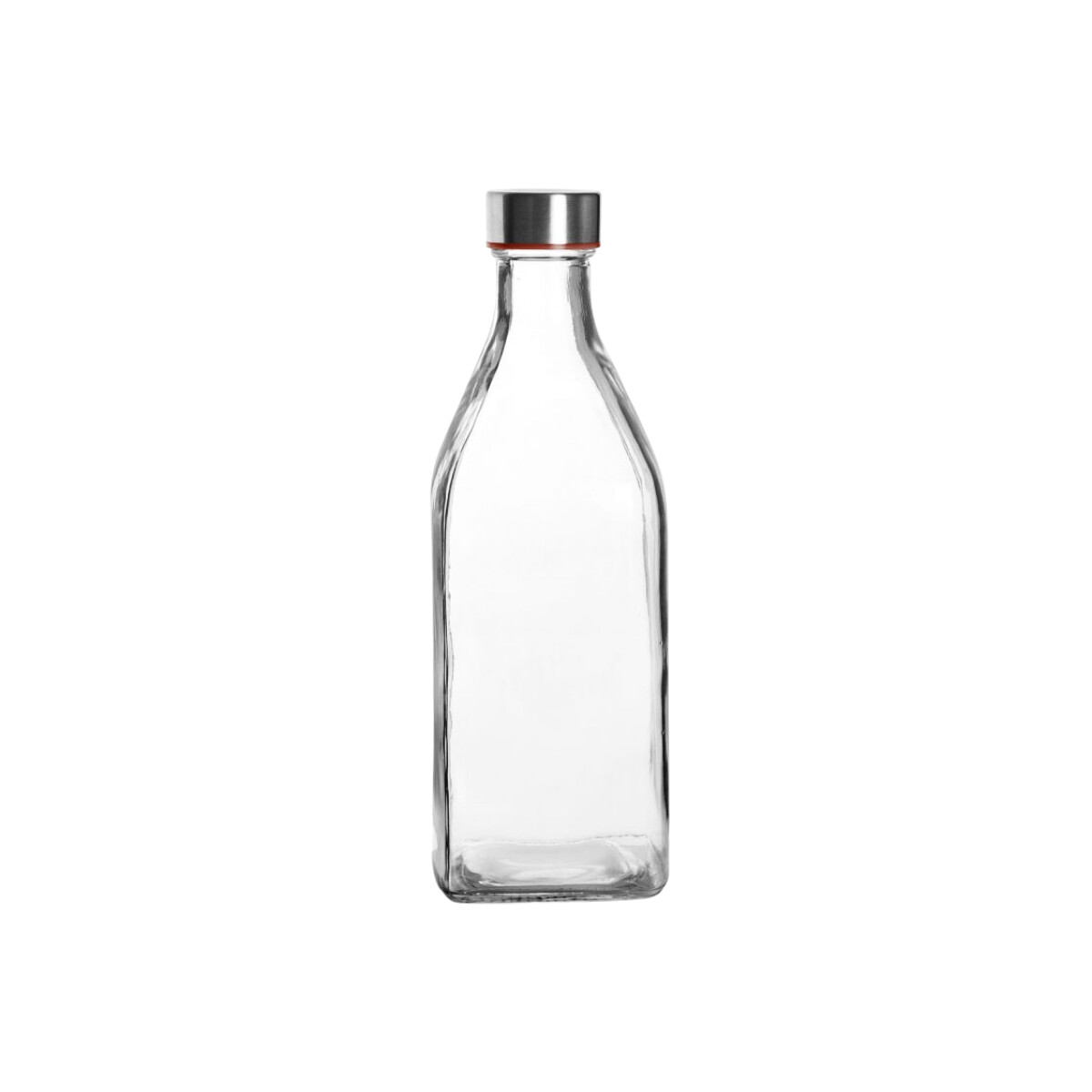 Botella de vidrio cuadrada de 1 litro con tapa de enroscar 