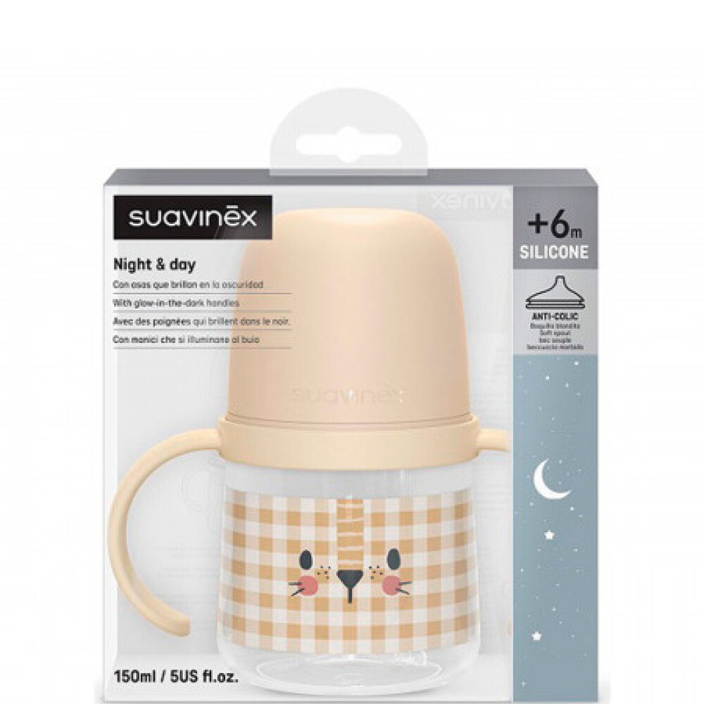 Vaso First Bottle SX PRO 6m+ SUAVINEX cuadrille beige