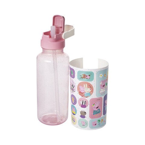 Botella Plática Fun Peppa Pig 600 ml con Adhesivos U
