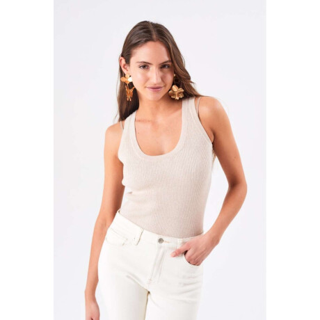 Top Metalizado Beige Melange