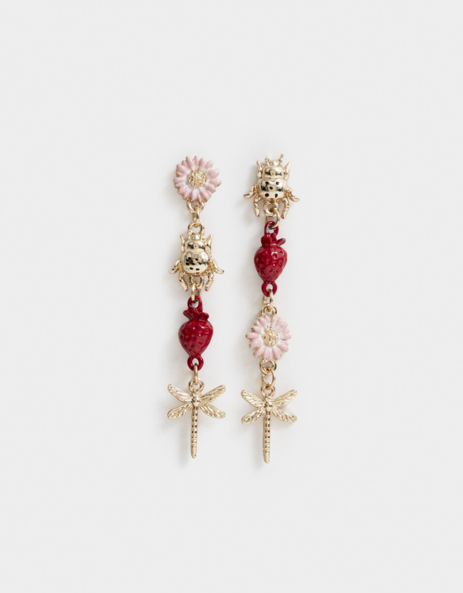 Aros Colgantes Largos Flores 