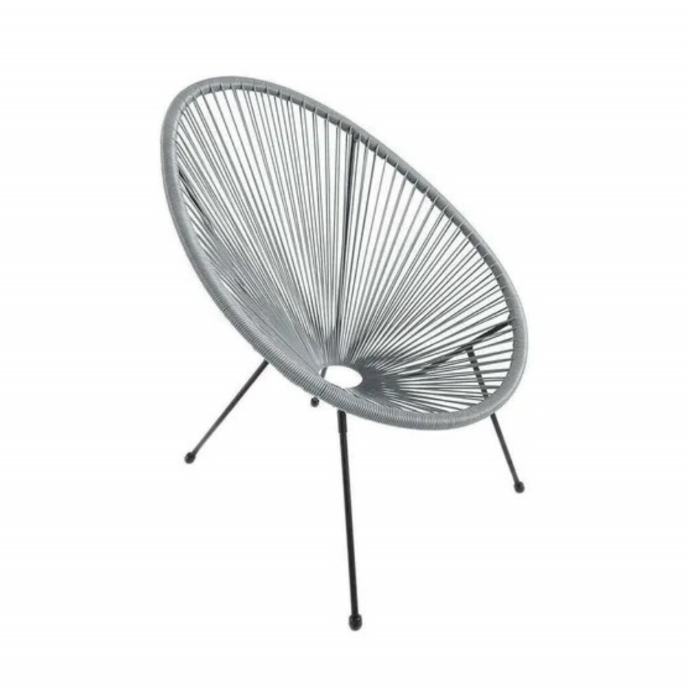 Silla Simil Rattan Ovalada Gris