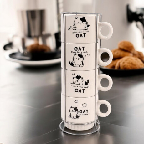 Set de tazas gatito con soporte Sc