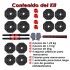 Mancuernas Pesas Ajustables 20 KG Set 2en1 + Barra + Guantes Variante Color Negro