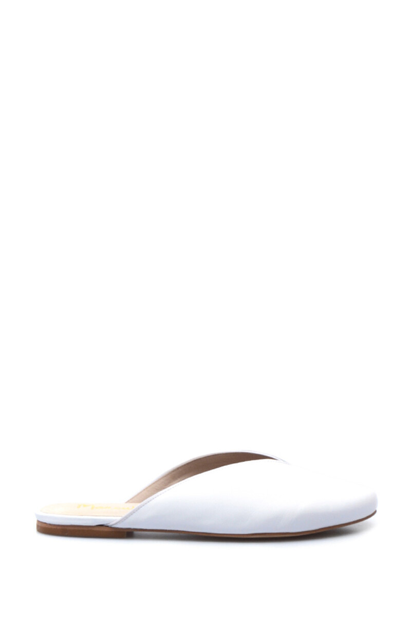 Zapato Chatita Flat Sin Talón Cuero - Blanco 