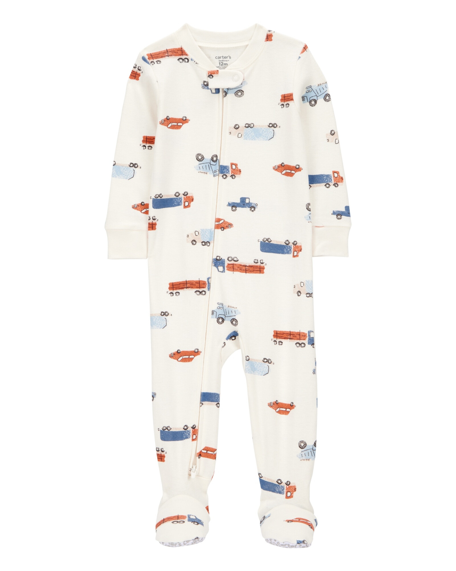 Pijama una pieza de algodón, con pie, diseño autos Sin color