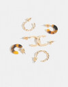 Aros Argollas Set Metal Set De Argollas - Dorado