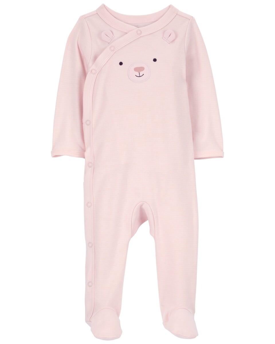 Pijama uno pieza de algodón, con pie, diseño osita 