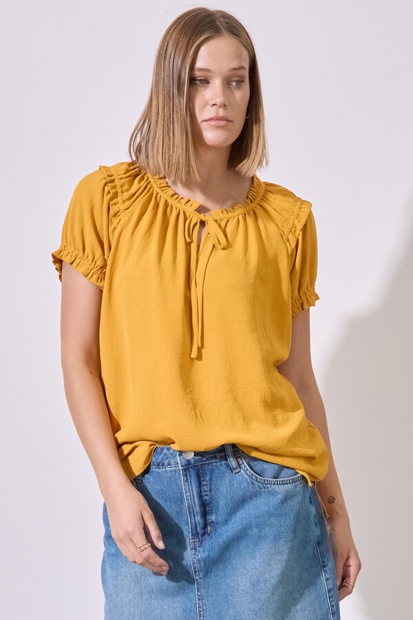 Blusa Frunces MOSTAZA