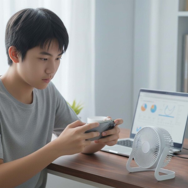 Ventilador De Escritorio Portatil Inclinable 14,5 Cm Usb Color Blanco