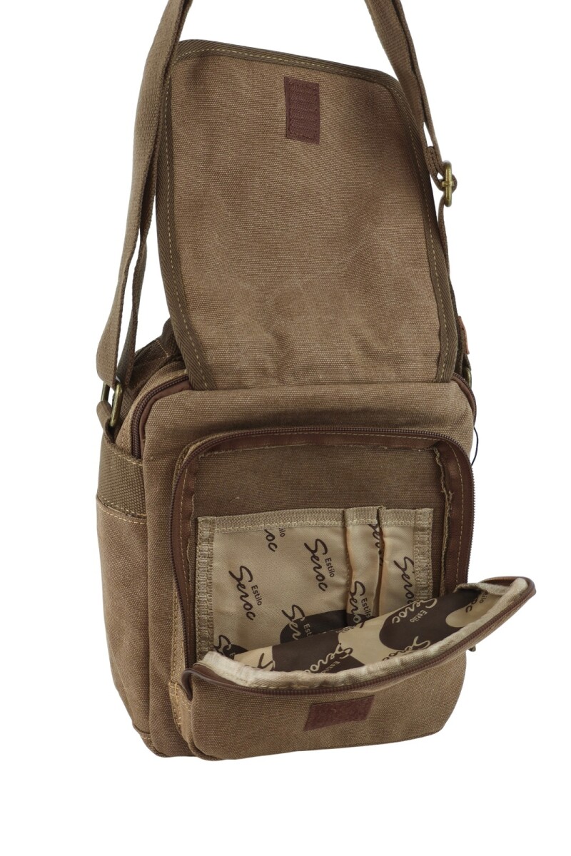 Morral con múltiples compartimentos Marrón