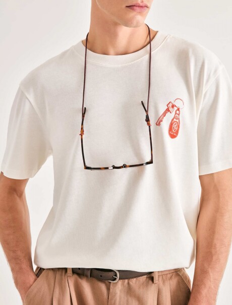 CAMISETA MANGA CORTA CON ESTAMPA BEIGE