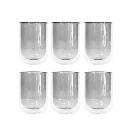 Set x6 de Vaso Doble Vidrio Bicolor Gris Sc