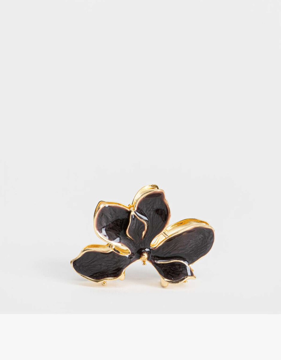Broche Metálico Flor - Marron Oscuro 