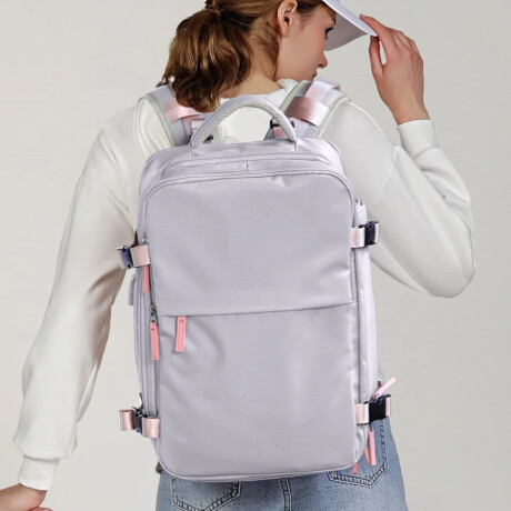 Mochila expandible para viajar Gris Y Rosa