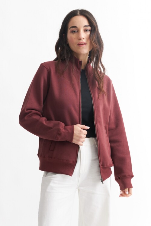 Campera liviana felpa - UNISEX BORDO