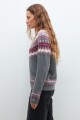 Sweater con guarda jacquard gris melange