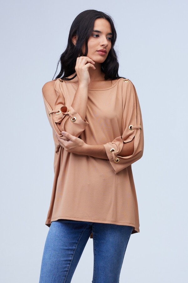 Blusa Oversize Manga Aros TOSTADO
