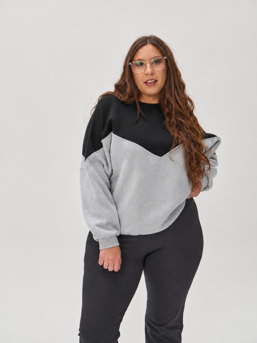 Buzo Mocca Negro y gris
