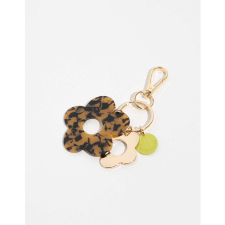 Llavero De Flor Y Con Dije ''happiness'' Combinacion Tricolor