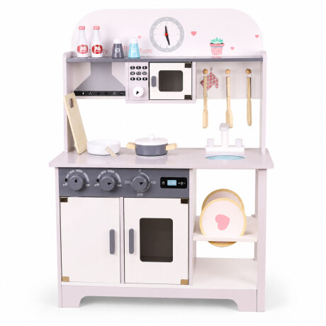 Cocina De Madera Infantil Con Microondas Y Accesorios Blanco