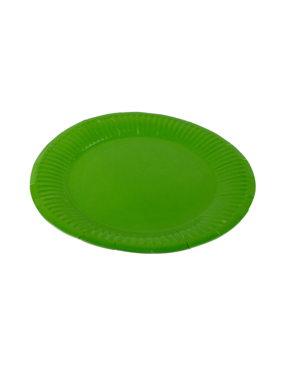 PLATO LISO 18 cm DIAMETRO PAQUETE X 10 - VERDE 