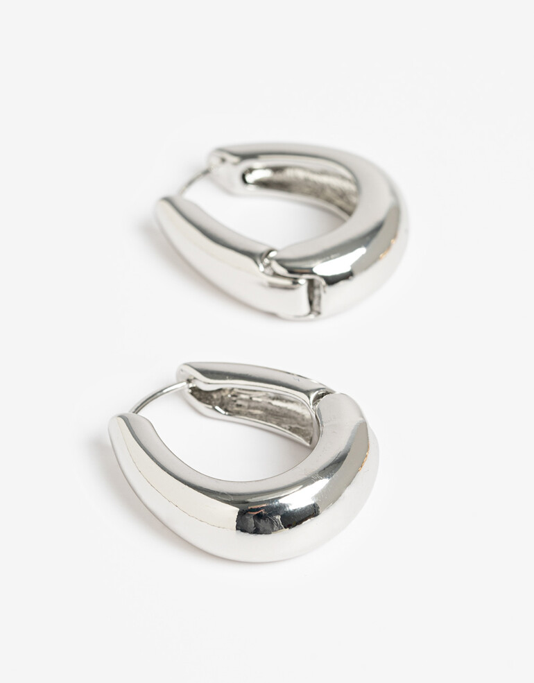 Aros Argollas Metal Aro Argolla Metal Bold. - Plateado Rodio