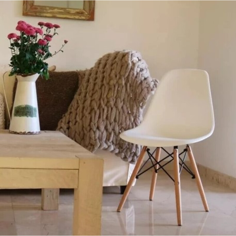 Silla Eames Blanca | Diseño Nórdico | Patas de Madera | Comedor, Cocina y Oficina Silla Eames Blanca | Diseño Nórdico | Patas de Madera | Comedor, Cocina y Oficina