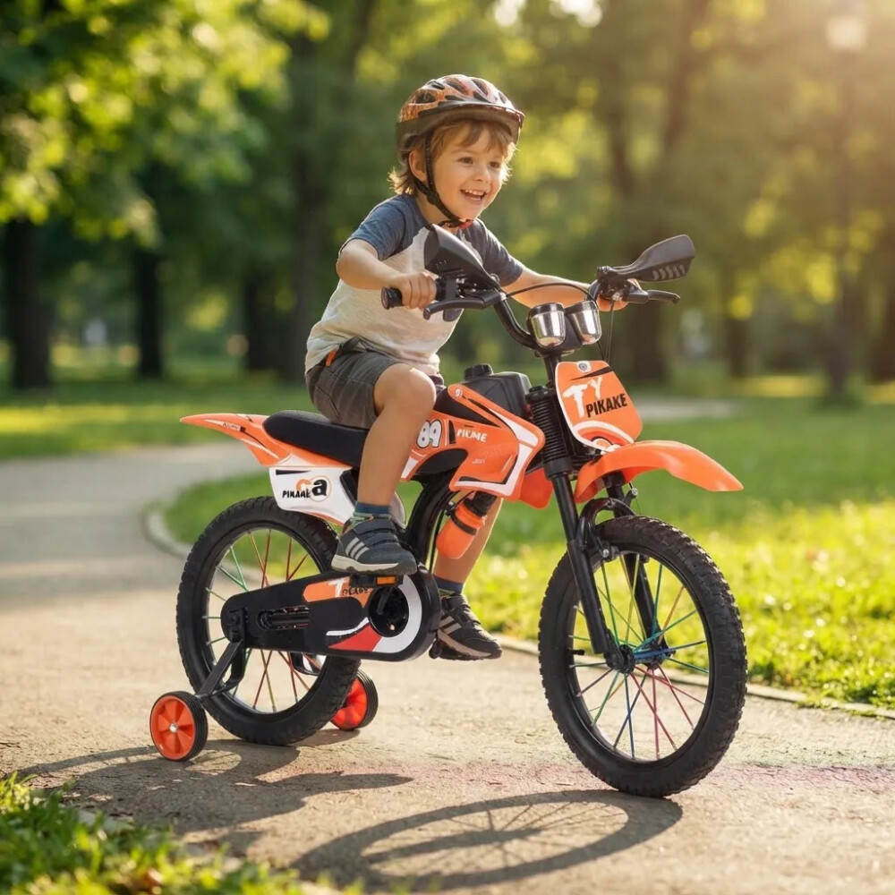 Bicicleta Estilo Motocross con Roncador Rodado 16" NARANJA