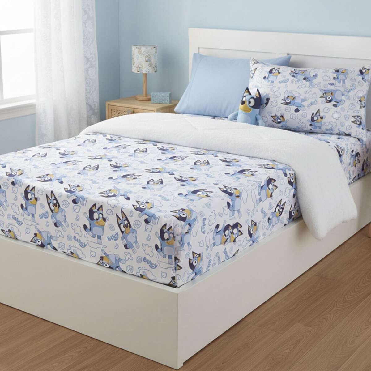 Juego De Sábanas Infantil 130 Hilos - 1 Plaza Bluey 100% Algodón 