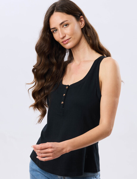 MUSCULOSA BÁSICA DE ALGODÓN Negro