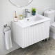 MUEBLE BAÑO EN MDF LAQUEADO 61X39.5X38CM BLANCO MATE C/BACHA LOZA BLANCO
