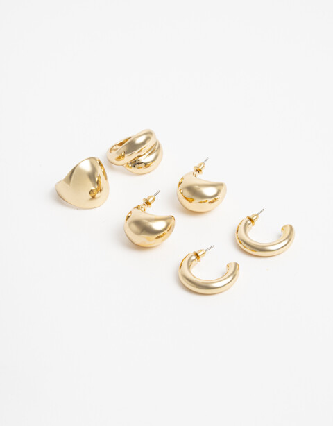 Bijouterie Set Metal Set Anillos Y Argollas Metal - Dorado