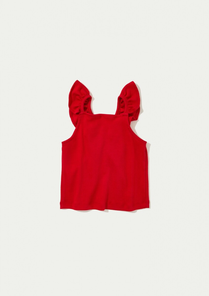 BLUSA INFANTIL MANGA CORTA CON VOLADOS - ROJO 