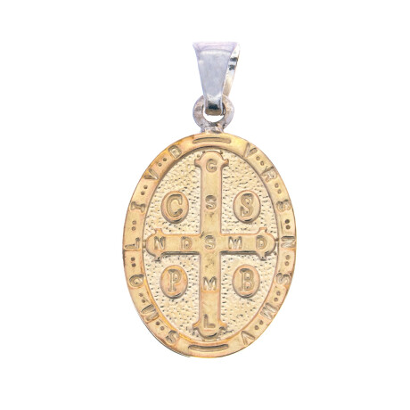 Medalla de plata 925 y double en oro 18 ktes, SAN BENITO Medalla de plata 925 y double en oro 18 ktes, SAN BENITO