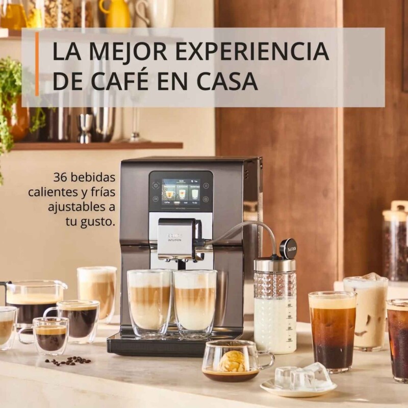 Cafetera Espresso Krups Intuition Hot & Cold Titanium Touch | 36 Recetas Cafetera Espresso Krups Intuition Hot & Cold Titanium Touch | 36 Recetas