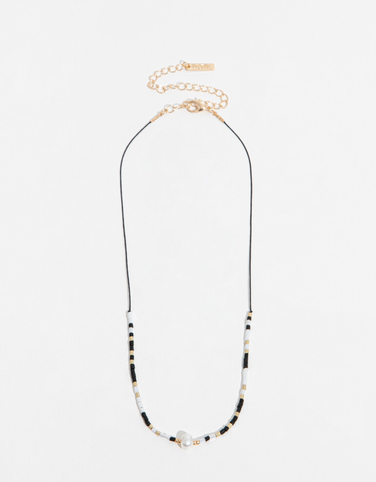 Collares Cortos Canutillos Collar Con Beads - Combinacion Multicolor