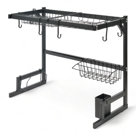 Escurridor Para Vajilla Sobre Pileta Con 1 Estante Acero Color Negro 65 cm Negro