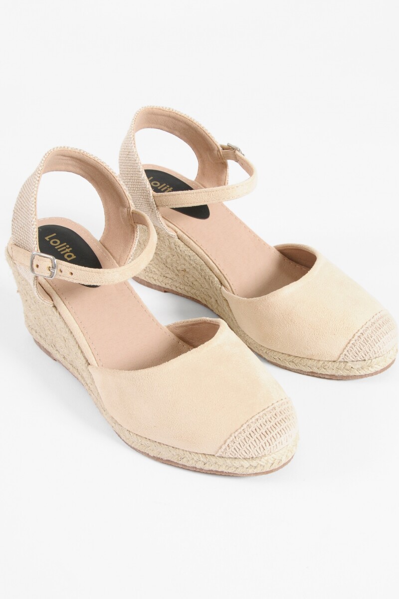 Sandalia con plataforma de yute beige