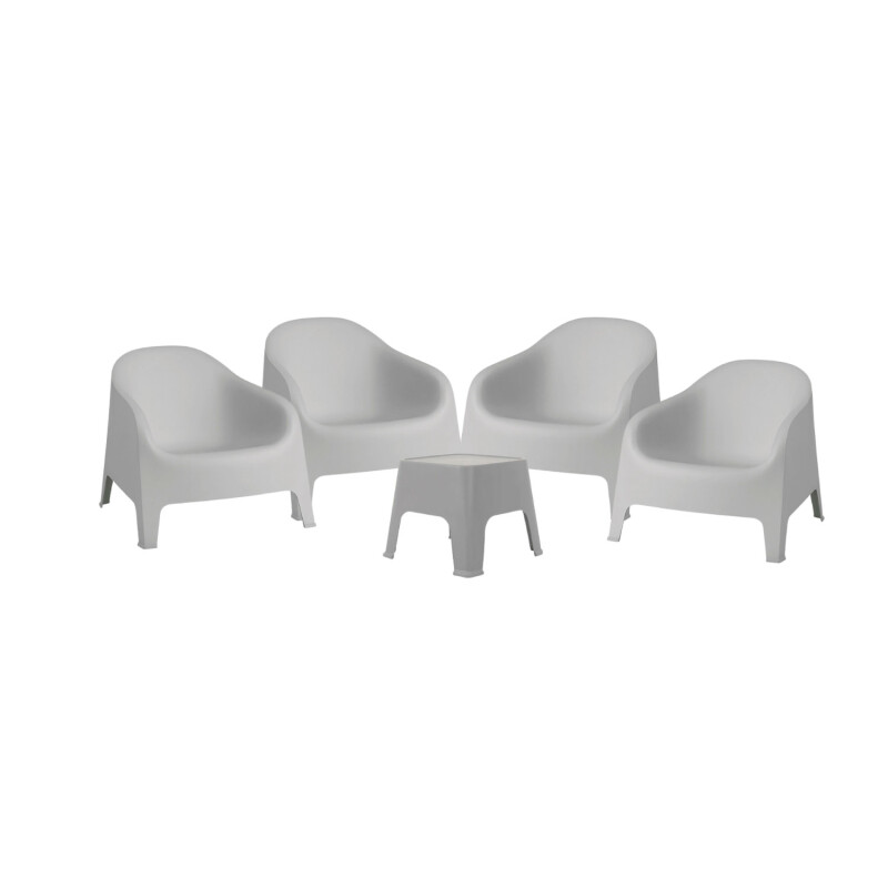 Set de 4 Sillas Skarpo + Mesa de exterior Gris