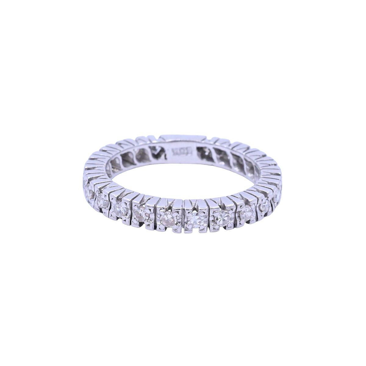 Anillo sin fin oro 18k blanco con brillantes engarce 4 puntas. 