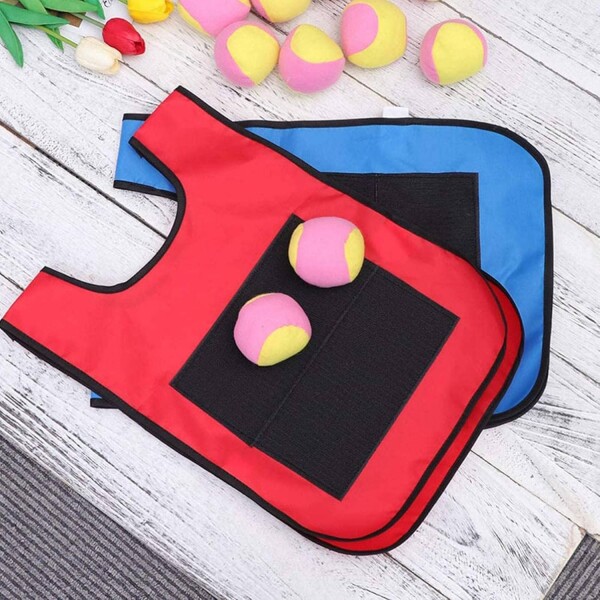 Chaleco Juego Mancha 5 Pelotas Adhesivas Dodgeball Infantil Variante Color Rojo