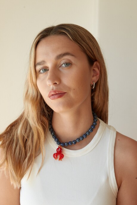 COLLAR PULPO (CERÁMICA Y VIDRIO) AZUL/ROJO