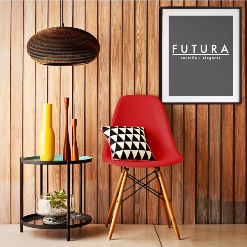 Silla Eames DKR - Base En Madera Rojo