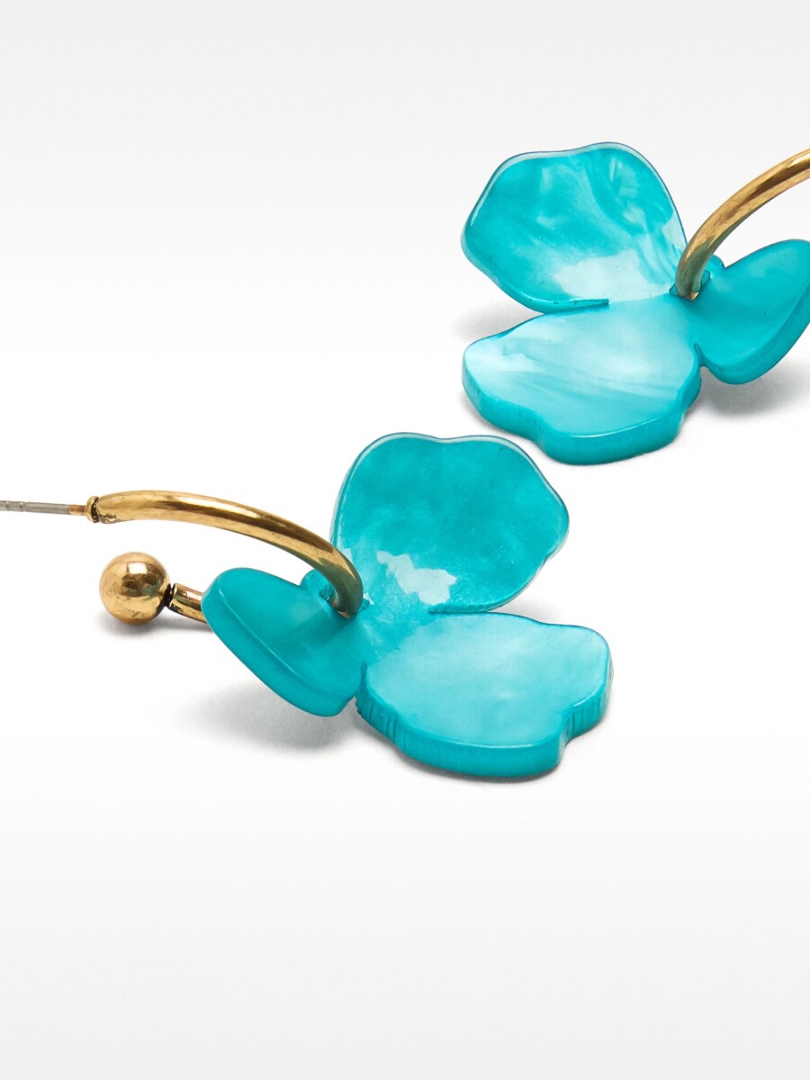 Aros Con Flor azul